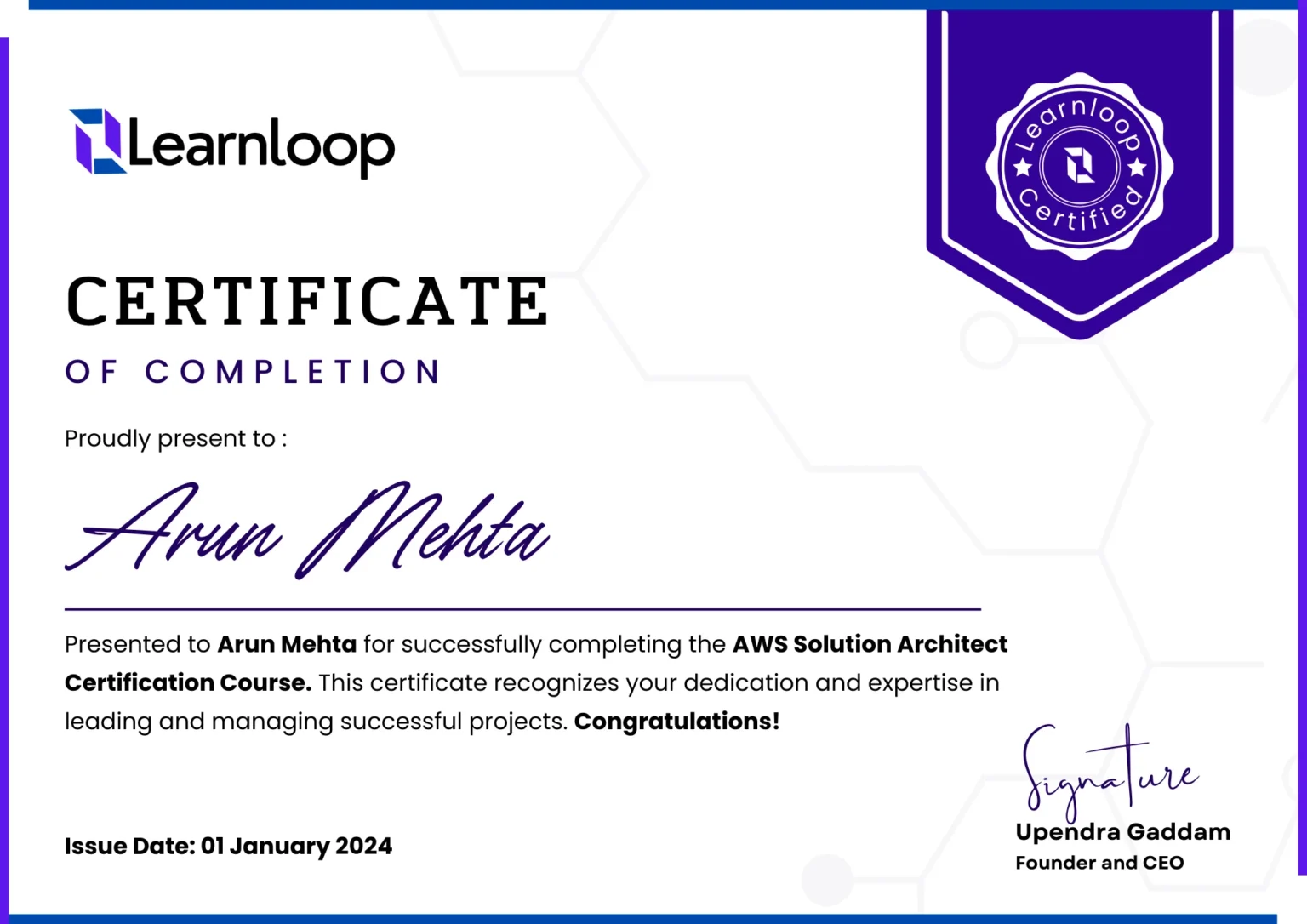 AWS Solution Architect Certificate